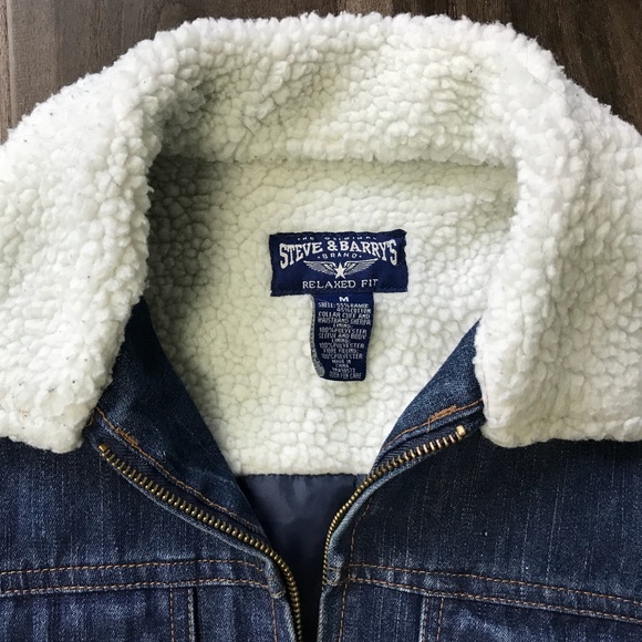 Zip Up Jean Jacket with Fleece Sherpa Trim - Picture 2 of 3